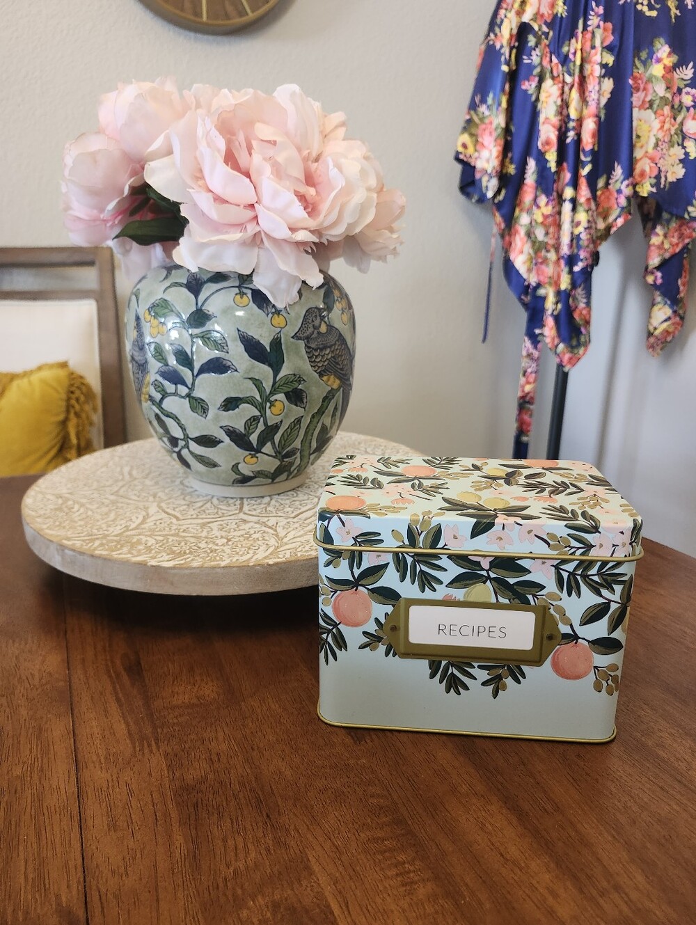 Anthropologie Rifle Paper Co Orange Blossom Recipe Tin Box